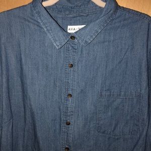 Ava & Viv Tops - Long denim button up shirt, 3x Ava & Viv Tops - Long denim button up shirt, 3x